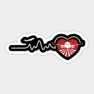 Airplane Heartbeat Pilot Flying Travel gift For Travelers Sticker